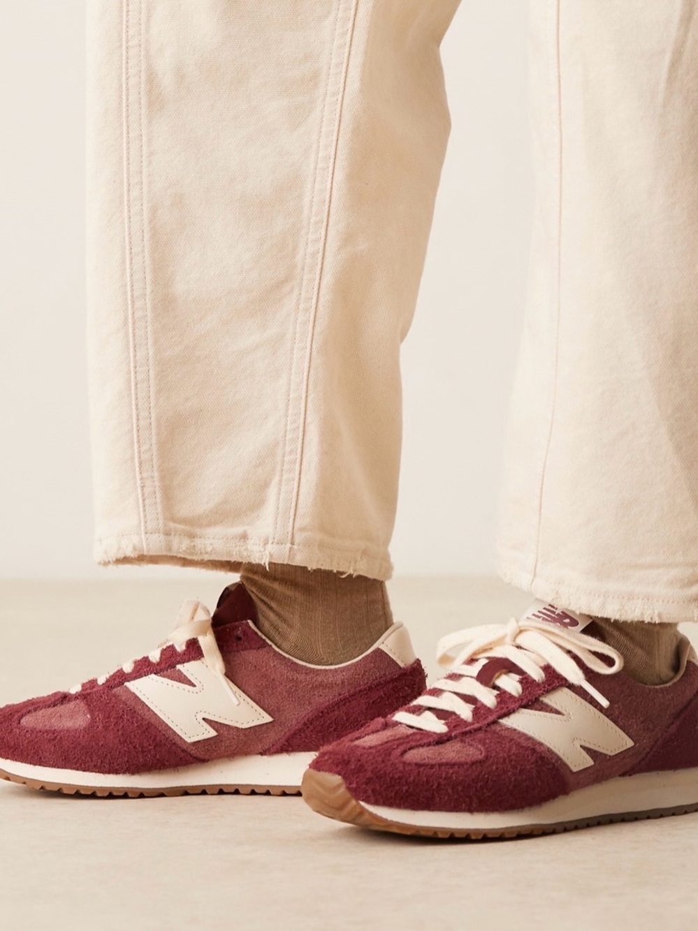 New Balance Burgundy and Cream Women's Sneakers